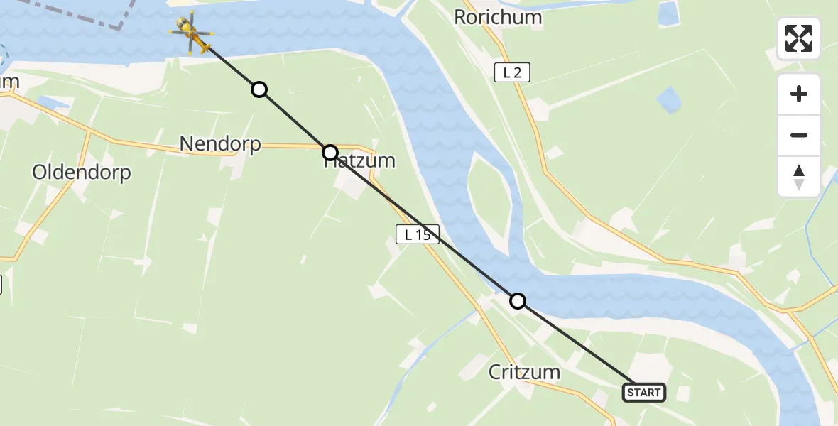 Routekaart van de vlucht: Ambulanzhubschrauber nach Moormerland, Zum Sperrwerk
