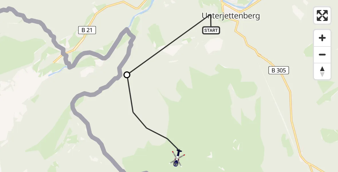 Flugroute Polizeihubschrauber Unterjettenberg - Schneizlreuth, 24 März 2026, 11:06