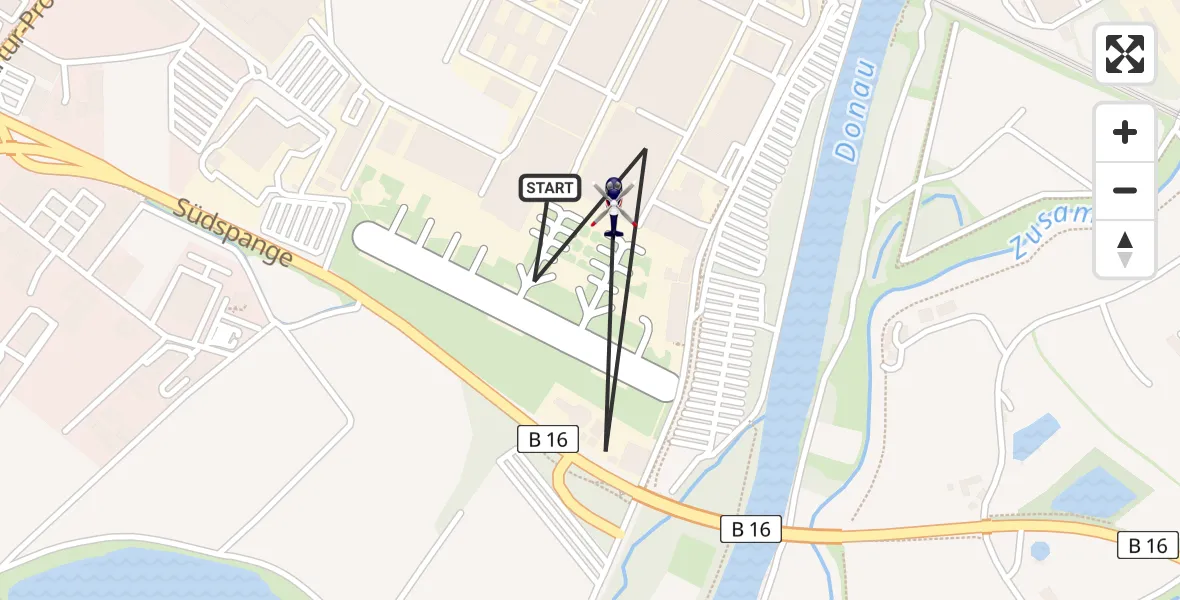 Flugroute Polizeihubschrauber Donauwörth Hubschrauberlandeplatz - Donauwörth Hubschrauberlandeplatz, 24 März 2026, 11:42