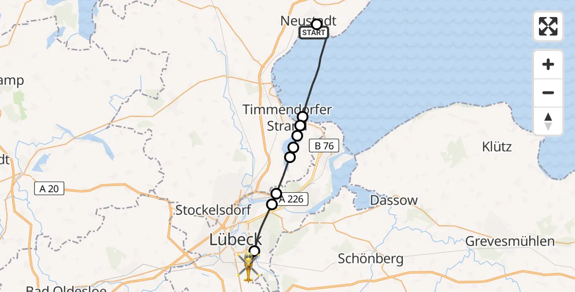 Routekaart van de vlucht: Rettungshubschrauber nach Sankt Jürgen, Ernst-Ruska-Straße