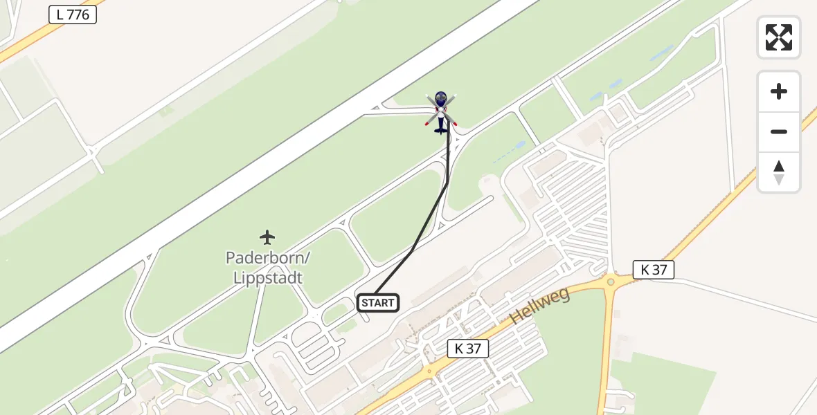 Flugroute Polizeihubschrauber Paderborn Lippstadt Flughafen - Paderborn Lippstadt Flughafen, 24 März 2026, 11:58