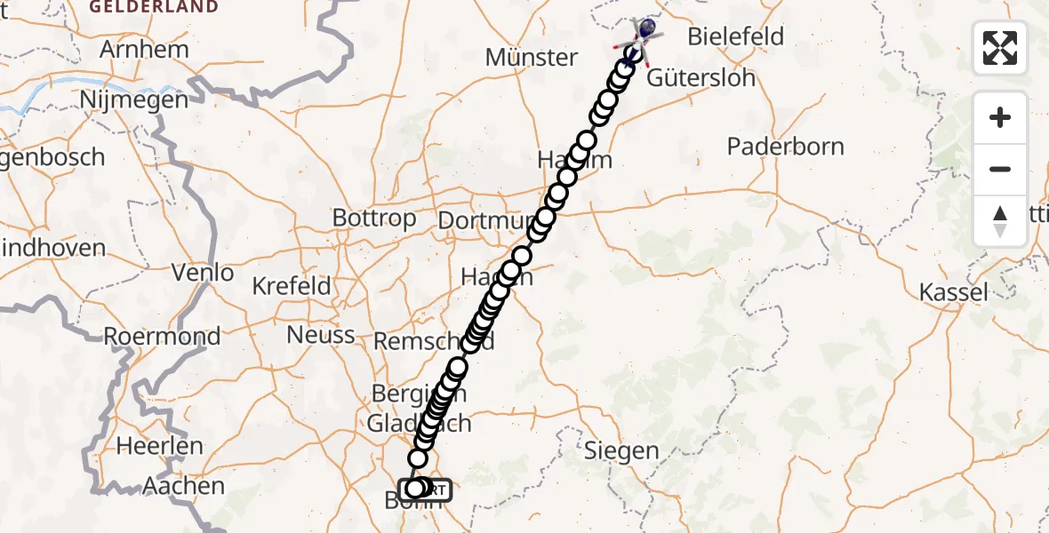 Routekaart van de vlucht: Polizeihubschrauber nach Sassenberg, Richthofenstraße