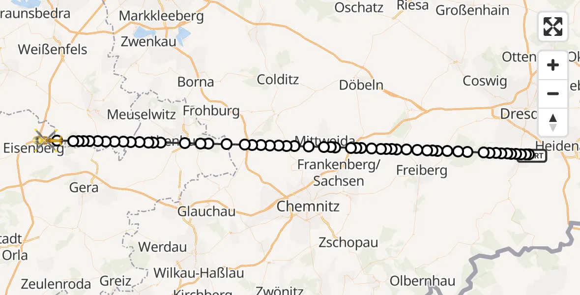 Flugroute Rettungshubschrauber Theisewitz - Thiemendorf, 24 März 2026, 12:25