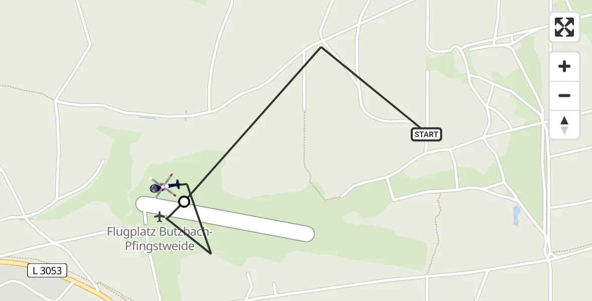 Flugroute Polizeihubschrauber Butzbach - Pfingstweide Flugplatz, 24 März 2026, 12:36