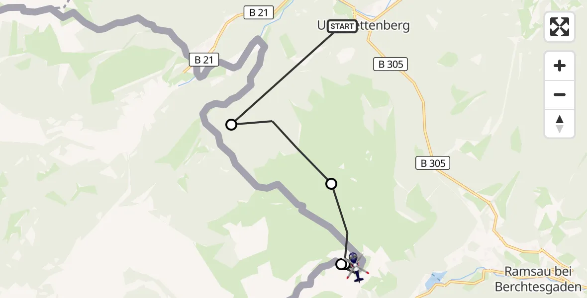 Flugroute Polizeihubschrauber Unterjettenberg - Unken, 24 März 2026, 12:40