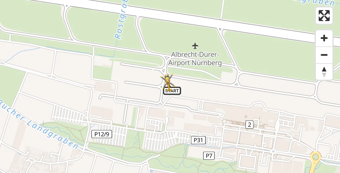 Flugroute Rettungshubschrauber Flughafen Nuremberg - Flughafen Nuremberg, 24 März 2026, 12:43