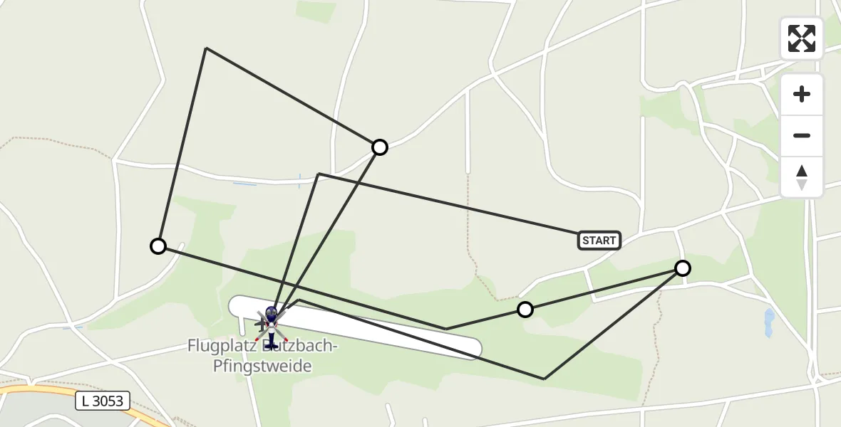 Flugroute Polizeihubschrauber Pfingstweide Flugplatz - Pfingstweide Flugplatz, 24 März 2026, 12:43