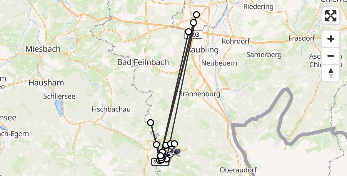 Routekaart van de vlucht: Polizeihubschrauber nach Oberaudorf