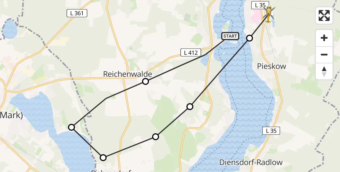 Flugroute Rettungshubschrauber Bad Saarow - Bad Saarow, 24 März 2026, 14:26