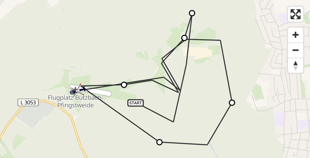 Routekaart van de vlucht: Polizeihubschrauber nach Pfingstweide Flugplatz