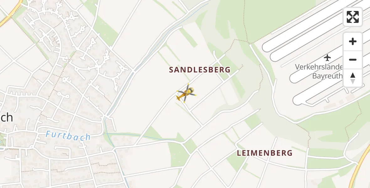 Flugroute Rettungshubschrauber Bayreuth Flughafen - Bayreuth Flughafen, 24 März 2026, 14:32