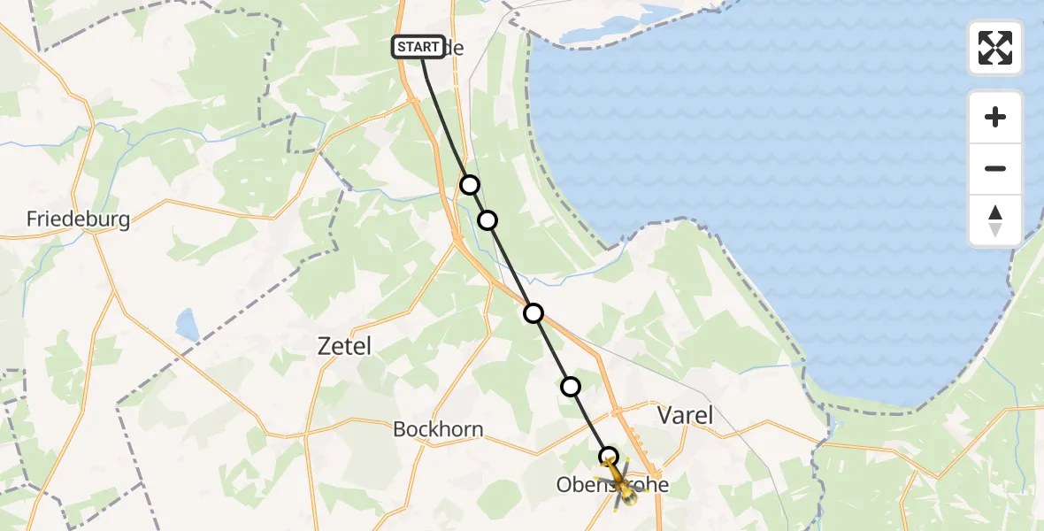 Flugroute Rettungshubschrauber Sande - Obenstrohe, 24 März 2026, 14:35