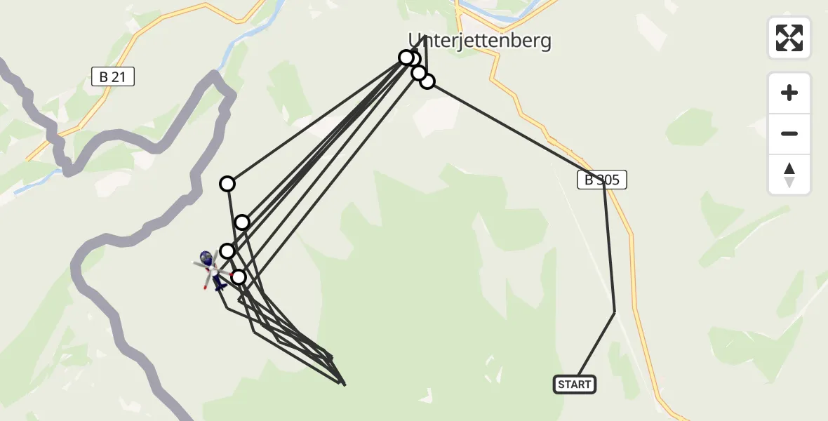 Routekaart van de vlucht: Polizeihubschrauber nach Schneizlreuth, Aschauer Klamm