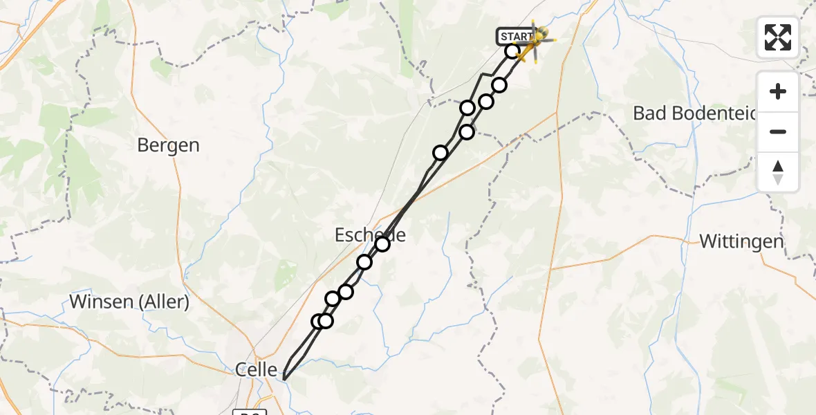 Flugroute Rettungshubschrauber Suderburg - Suderburg, 24 März 2026, 15:00