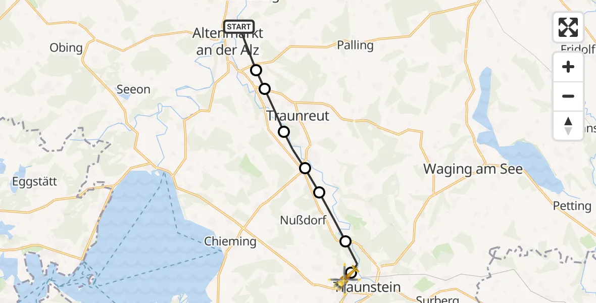 Routekaart van de vlucht: Rettungshubschrauber nach Traunstein Hospital