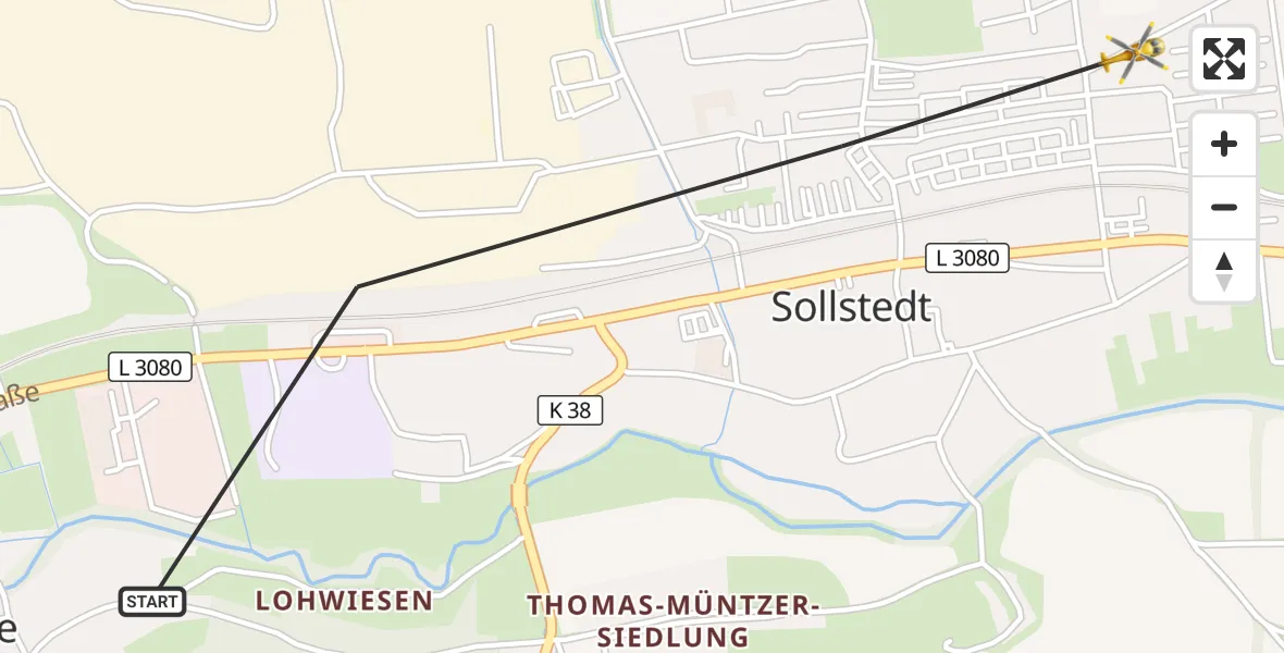 Flugroute Rettungshubschrauber Wülfingerode - Sollstedt, 24 März 2026, 15:13