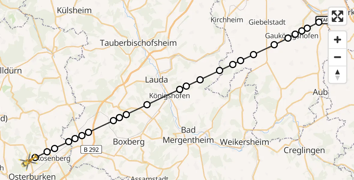 Routekaart van de vlucht: Rettungshubschrauber nach Bofsheim, Josefsbildweg