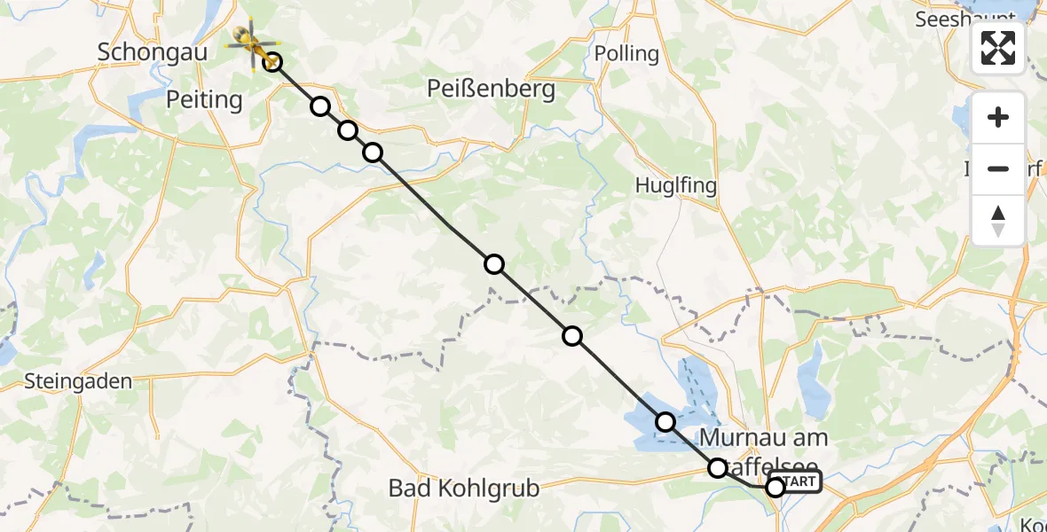 Routekaart van de vlucht: Rettungshubschrauber nach Hausen