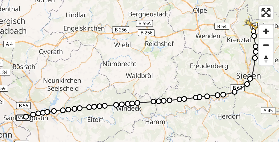 Routekaart van de vlucht: Rettungshubschrauber nach Müsen, Littfelder Straße