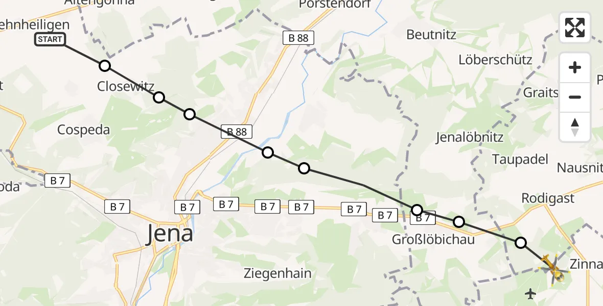 Flugroute Rettungshubschrauber Krippendorf - Zinna, 24 März 2026, 16:53