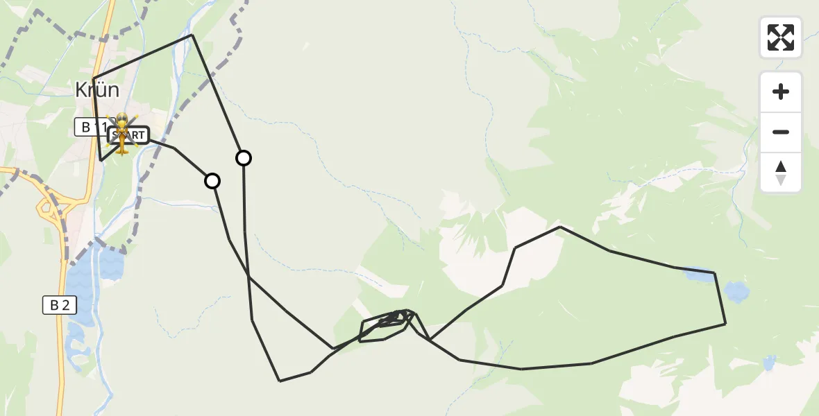 Flugroute Rettungshubschrauber Krün - Krün, 24 März 2026, 17:13