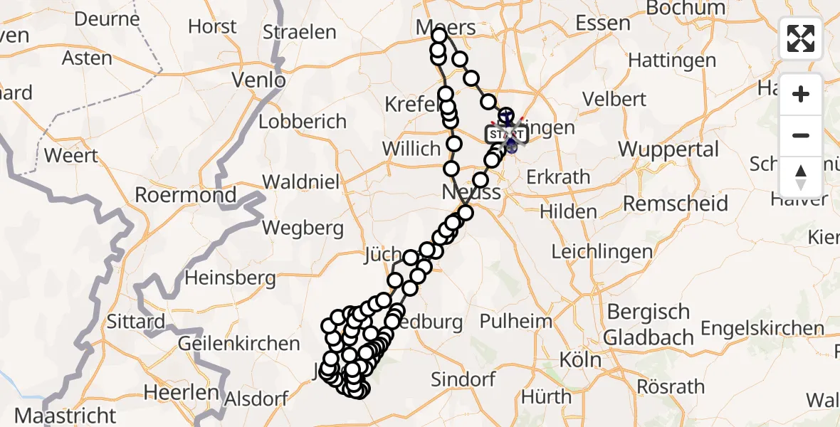 Flugroute Polizeihubschrauber Düsseldorf Flughafen - Düsseldorf Flughafen, 24 März 2026, 17:50