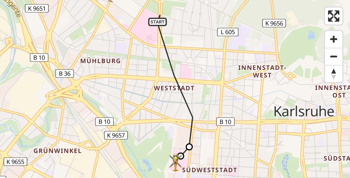 Routekaart van de vlucht: Rettungshubschrauber nach Sankt Vincentius Hospital