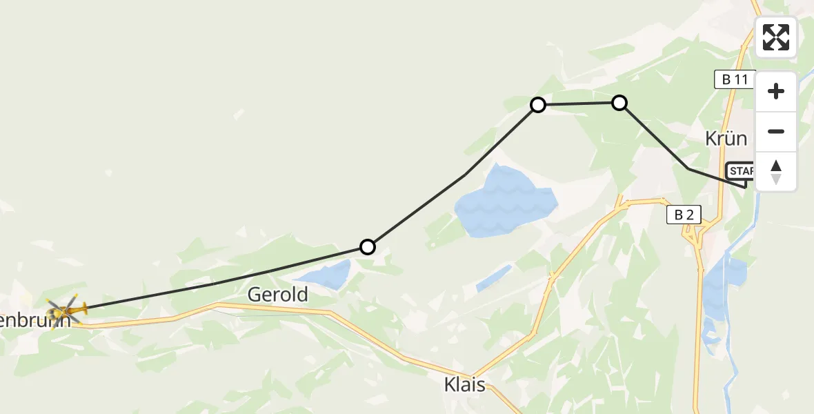 Routekaart van de vlucht: Rettungshubschrauber nach Gerold, B 2