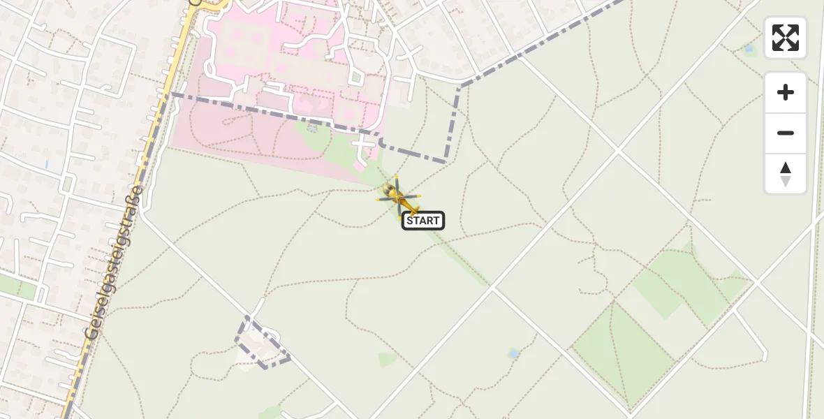 Flugroute Rettungshubschrauber ADAC Air Rescue Center Hubschrauberlandeplatz (Christoph 1) - ADAC Air Rescue Center Hubschrauberlandeplatz (Christoph 1), 24 März 2026, 18:10