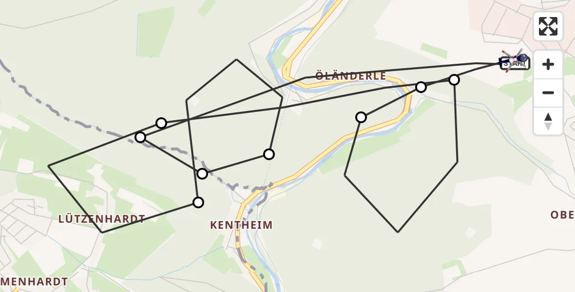 Flugroute Polizeihubschrauber Stammheim - Stammheim, 24 März 2026, 18:58