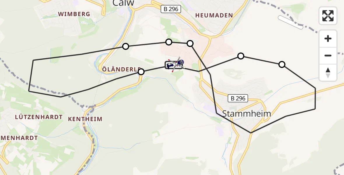 Flugroute Polizeihubschrauber Stammheim - Stammheim, 24 März 2026, 19:13