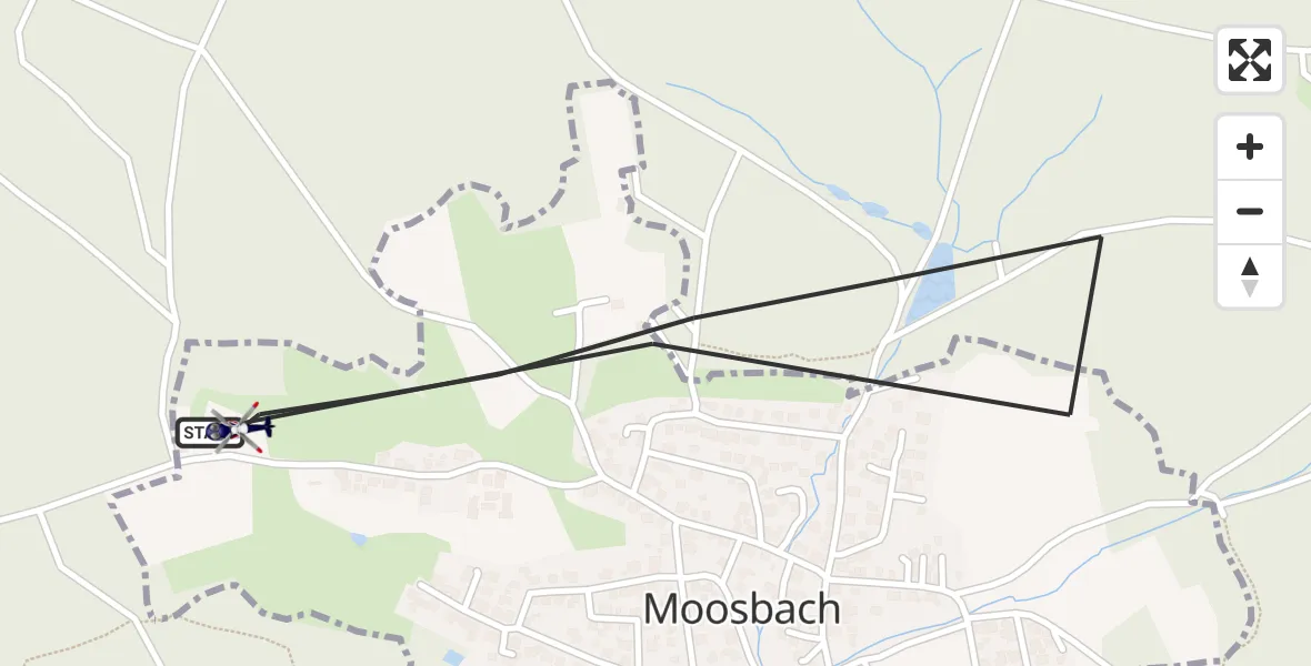 Flugroute Polizeihubschrauber Moosbach - Moosbach, 24 März 2026, 19:24