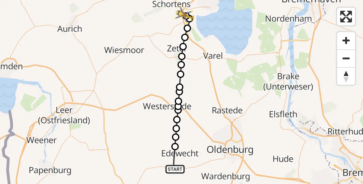 Routekaart van de vlucht: Rettungshubschrauber nach Sande, Am Gut Sanderbusch