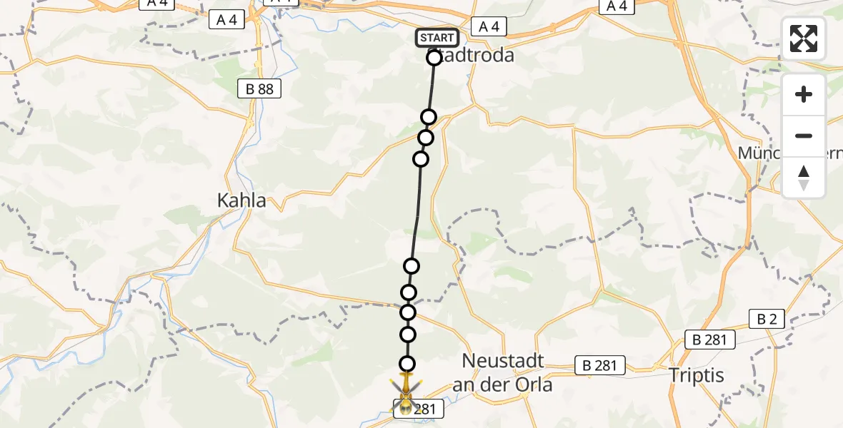 Flugroute Rettungshubschrauber Hainbücht - Lausnitz, 25 März 2026, 06:47