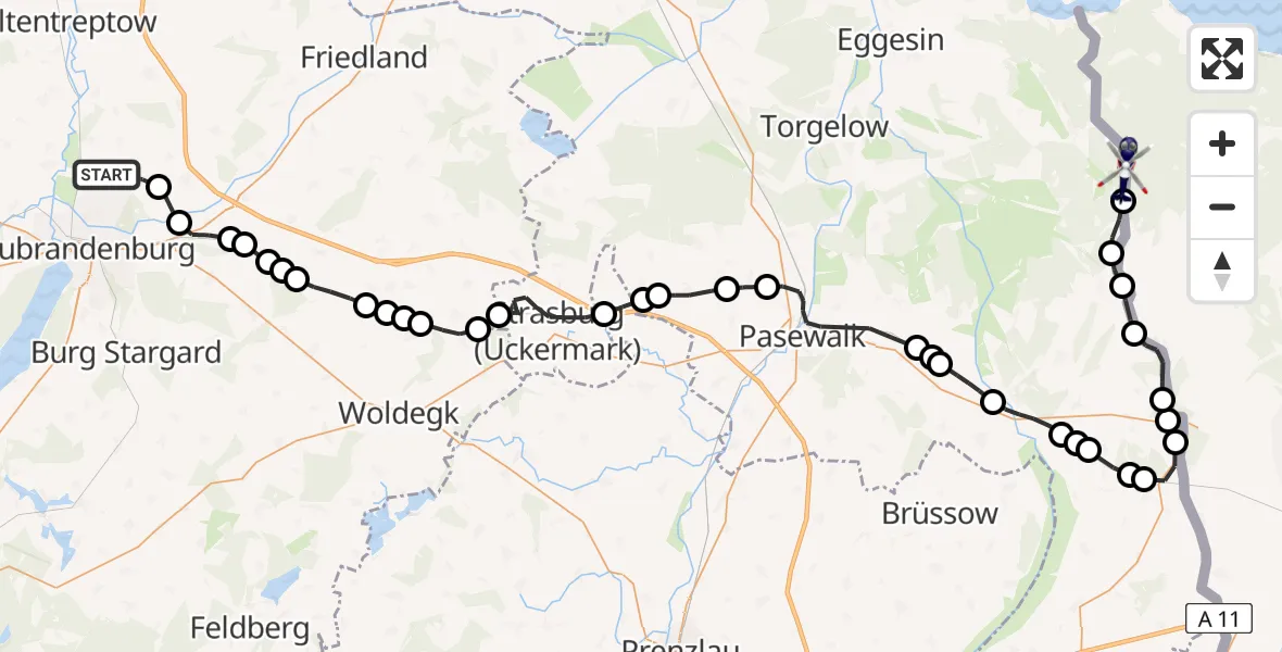Routekaart van de vlucht: Polizeihubschrauber nach Hintersee, Neubrandenburg Trollenhagen Flughafen