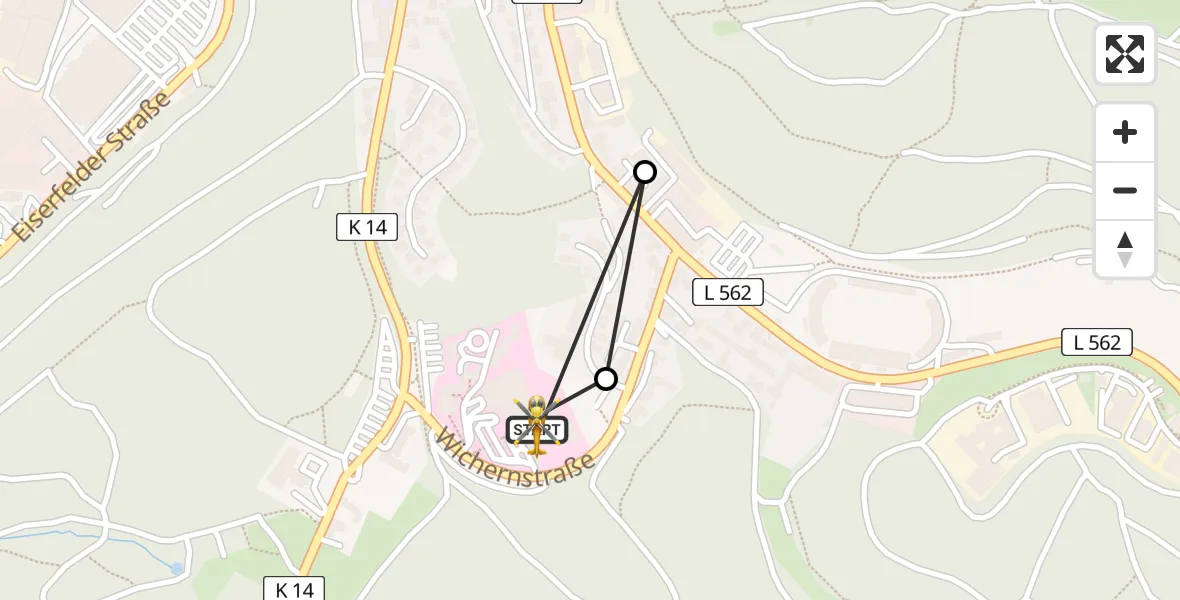 Routekaart van de vlucht: Rettungshubschrauber nach Evangelisches Jung-Stilling Hospital
