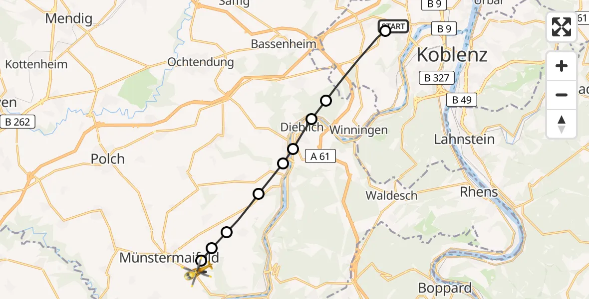 Routekaart van de vlucht: Rettungshubschrauber nach Metternich, Im Vorhaupt