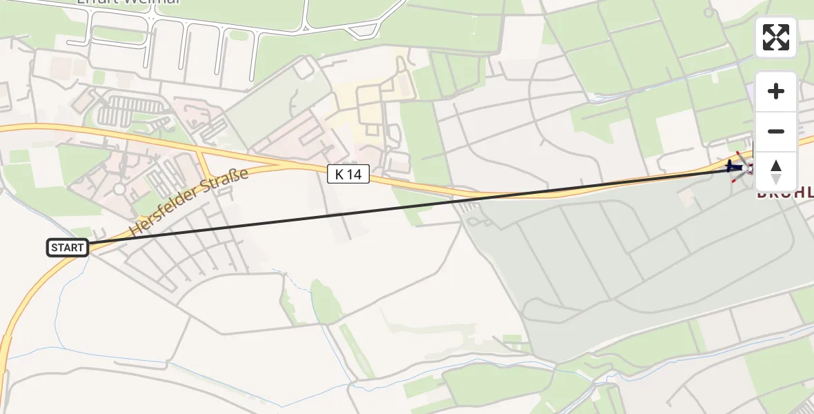Flugroute Polizeihubschrauber Erfurt-Weimar Flughafen - Erfurt, 25 März 2026, 07:57