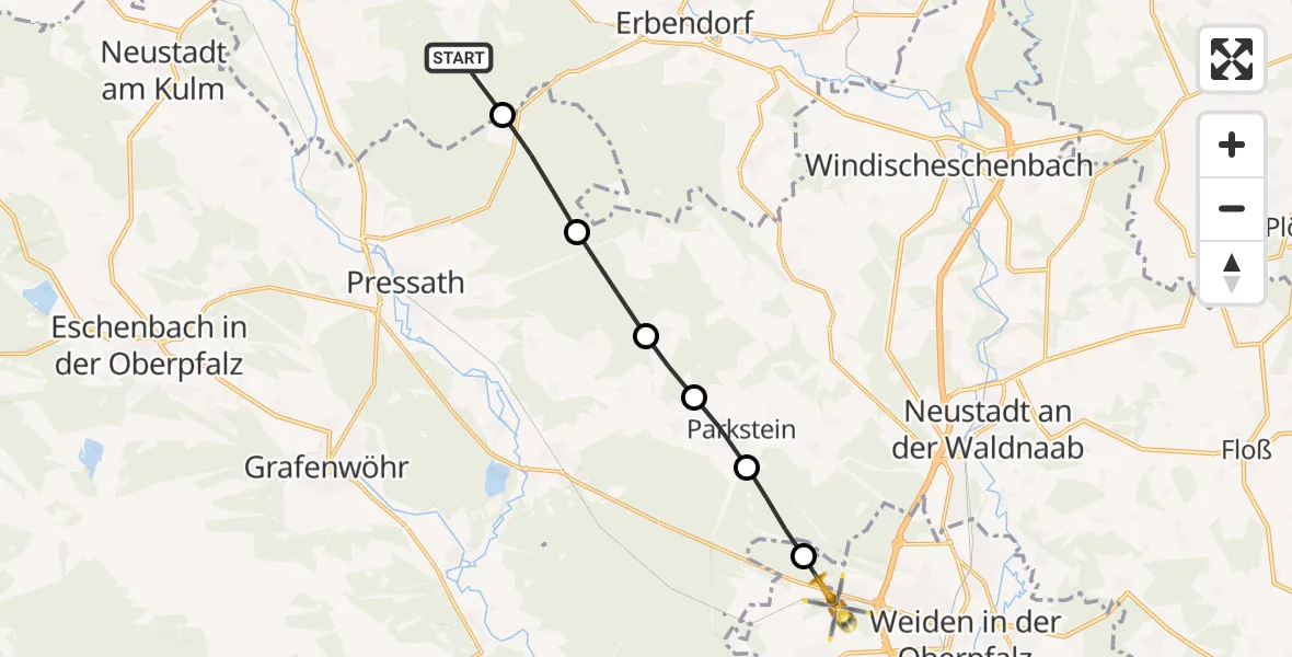 Flugroute Rettungshubschrauber Kemnath - Latsch, 25 März 2026, 08:02