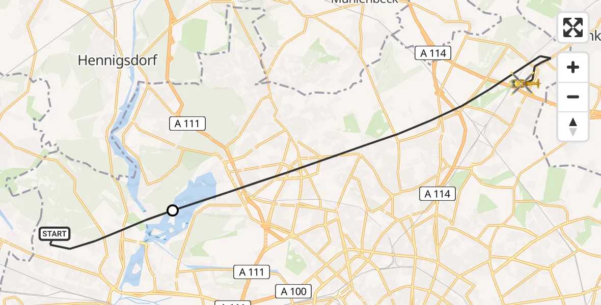 Flugroute Rettungshubschrauber Spandau - Berlin, 25 März 2026, 08:07