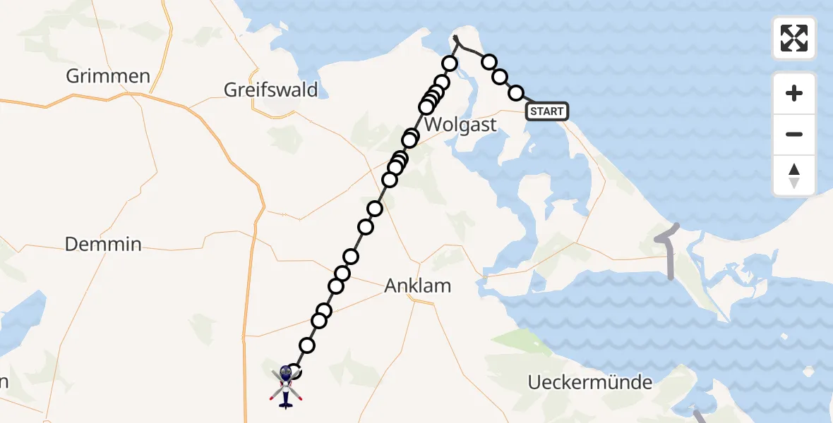 Routekaart van de vlucht: Polizeihubschrauber nach Siedenbollentin, L 273