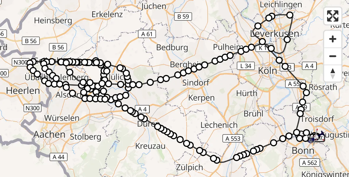 Flugroute Polizeihubschrauber Sankt Augustin - Bonn-Hangelar Flugplatz, 25 März 2026, 08:33