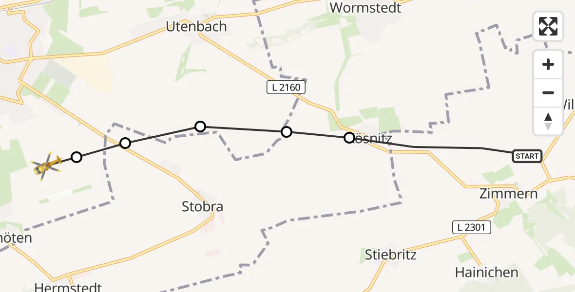 Routekaart van de vlucht: Rettungshubschrauber nach Apolda, Faulborn