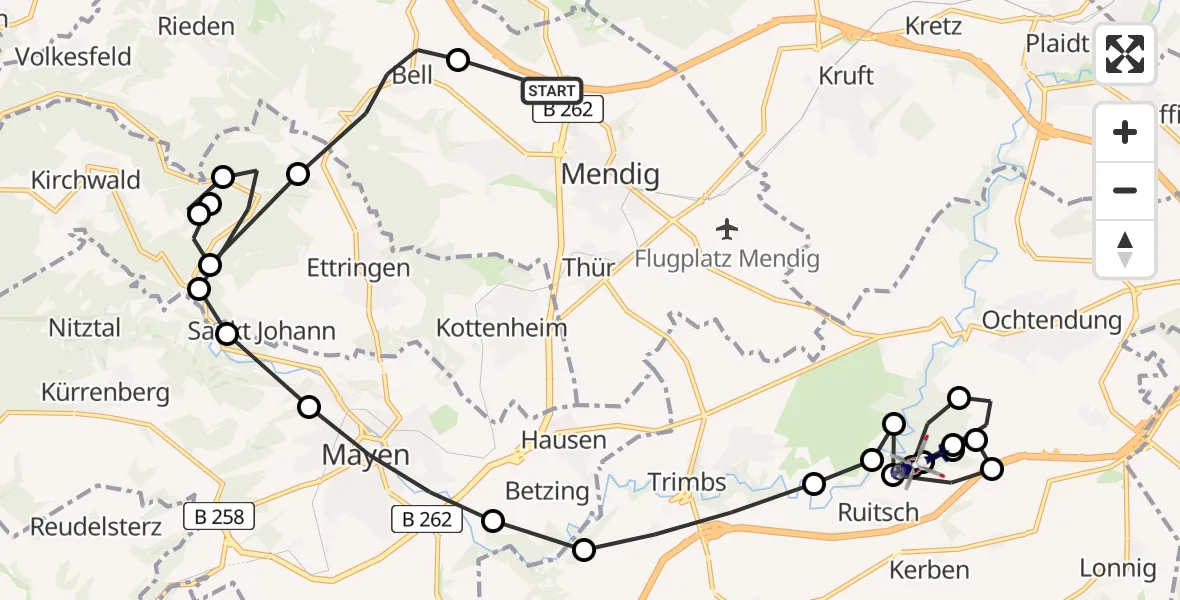 Flugroute Polizeihubschrauber Mendig - Ochtendung, 25 März 2026, 08:58