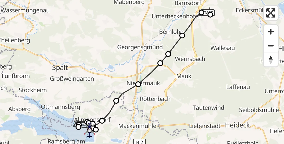 Flugroute Polizeihubschrauber Kiliansdorf - Stirn, 25 März 2026, 09:07