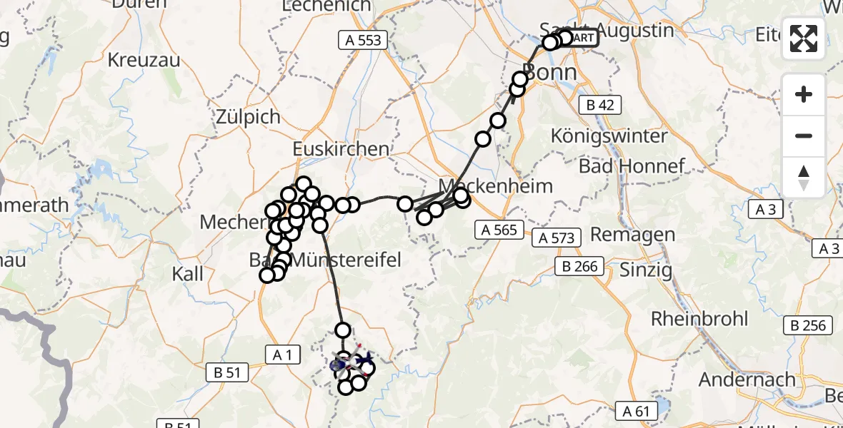 Flugroute Polizeihubschrauber Meindorf - Blindert, 25 März 2026, 09:25
