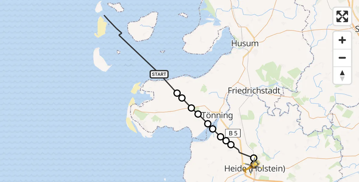 Routekaart van de vlucht: Rettungshubschrauber nach Heide, Esmarchstraße