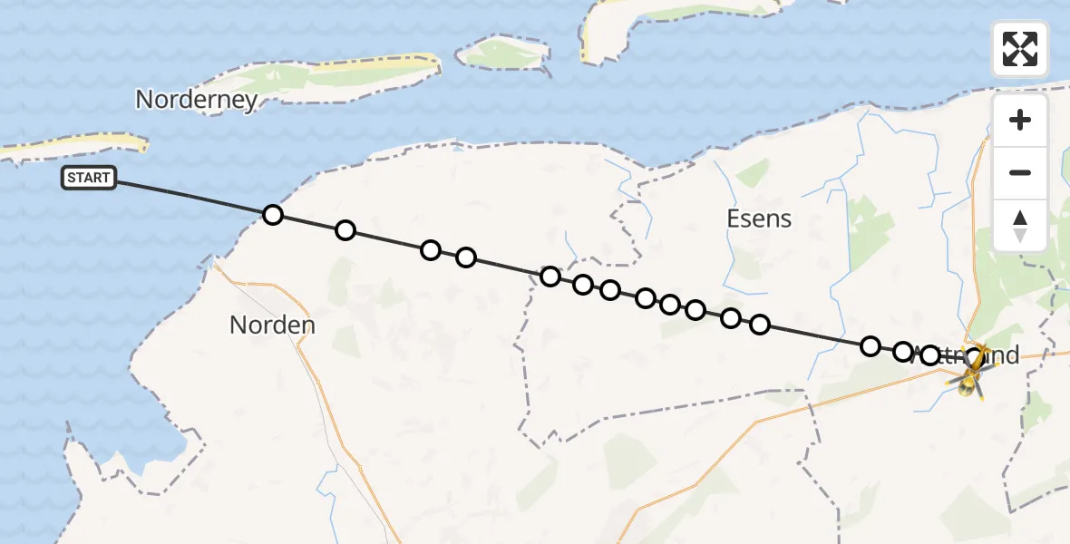 Flugroute Rettungshubschrauber Noordzee - Wittmund, 25 März 2026, 10:28