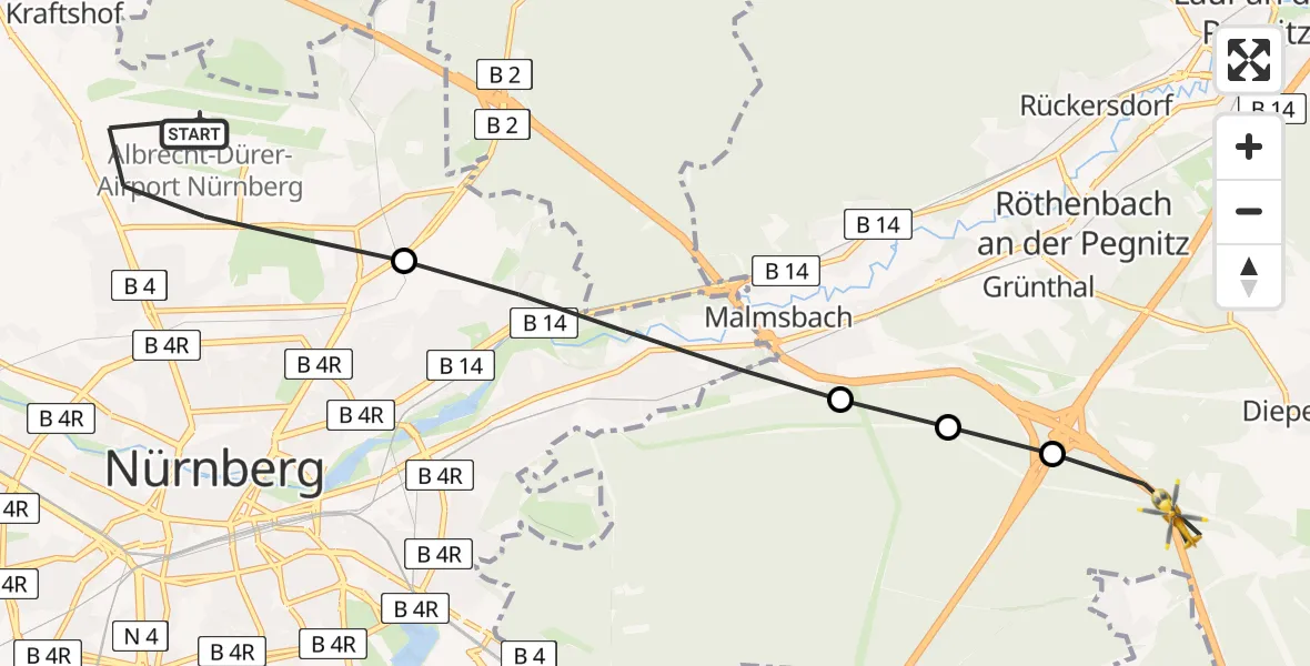 Routekaart van de vlucht: Ambulanzhubschrauber nach Brunn, A 3