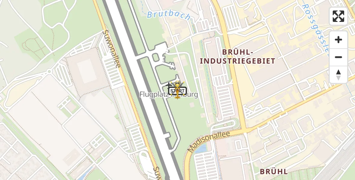 Routekaart van de vlucht: Rettungshubschrauber nach Freiburg im Breisgau Flugplatz